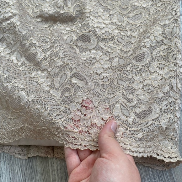 David’s Bridal Champagne Lace Short Tank Dress Size 2 - Picture 2 of 14